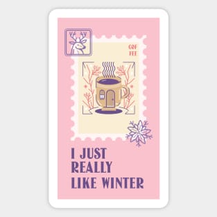 Wintertime Coffee Lover Cup of Coffee Christmas Stamp Stamps Magnet